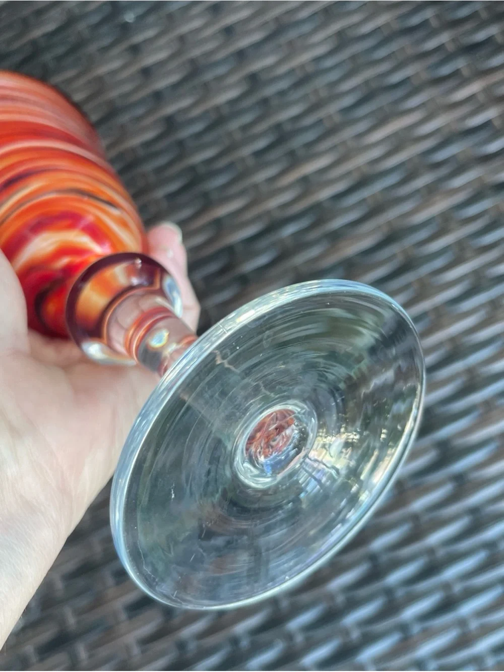 Single Pier 1 Red Twist 8” Water Wine Goblet 8oz Handblown Glass Swirled One